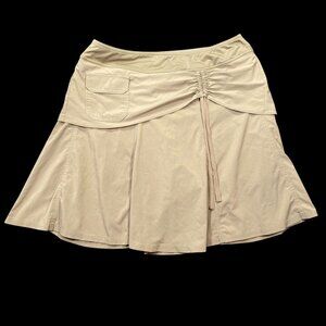 Athleta Tan Skort Cinch Tie A-Line Pocket Size 10 Activewear Spandex Blend